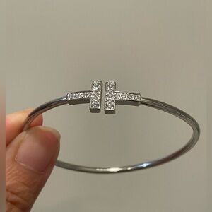 Tiffany & Co. T diamond wire bracelet 18k white gold
